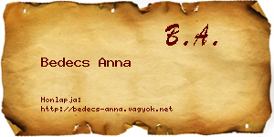 Bedecs Anna névjegykártya